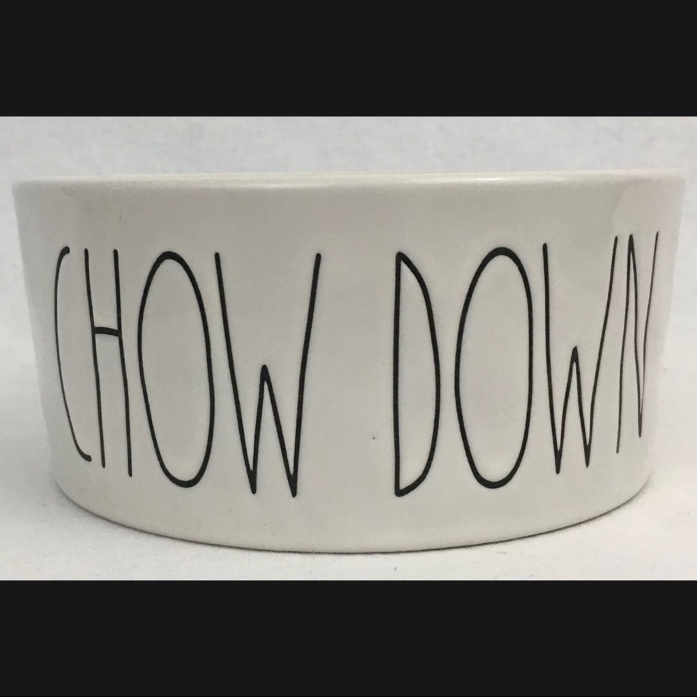 Rae Dunn Large Dog Dish Chow Down Pet Bowl Orange Interior 6” New RARE COLOR - Picture 6 of 14